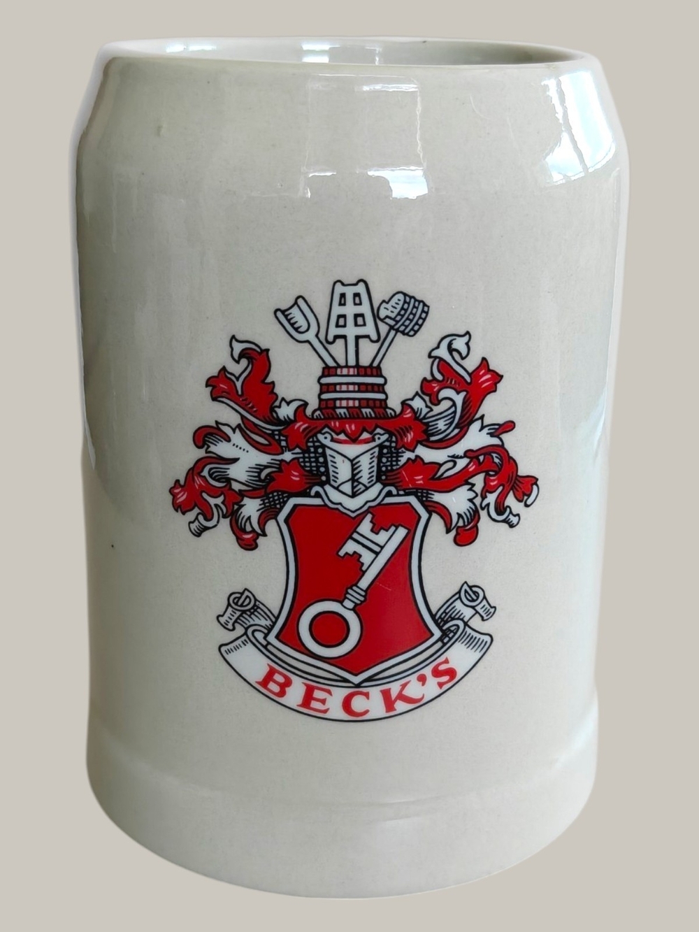 Vintage Beck's Ceramic Beer Stein with Red Crest. 0.5L